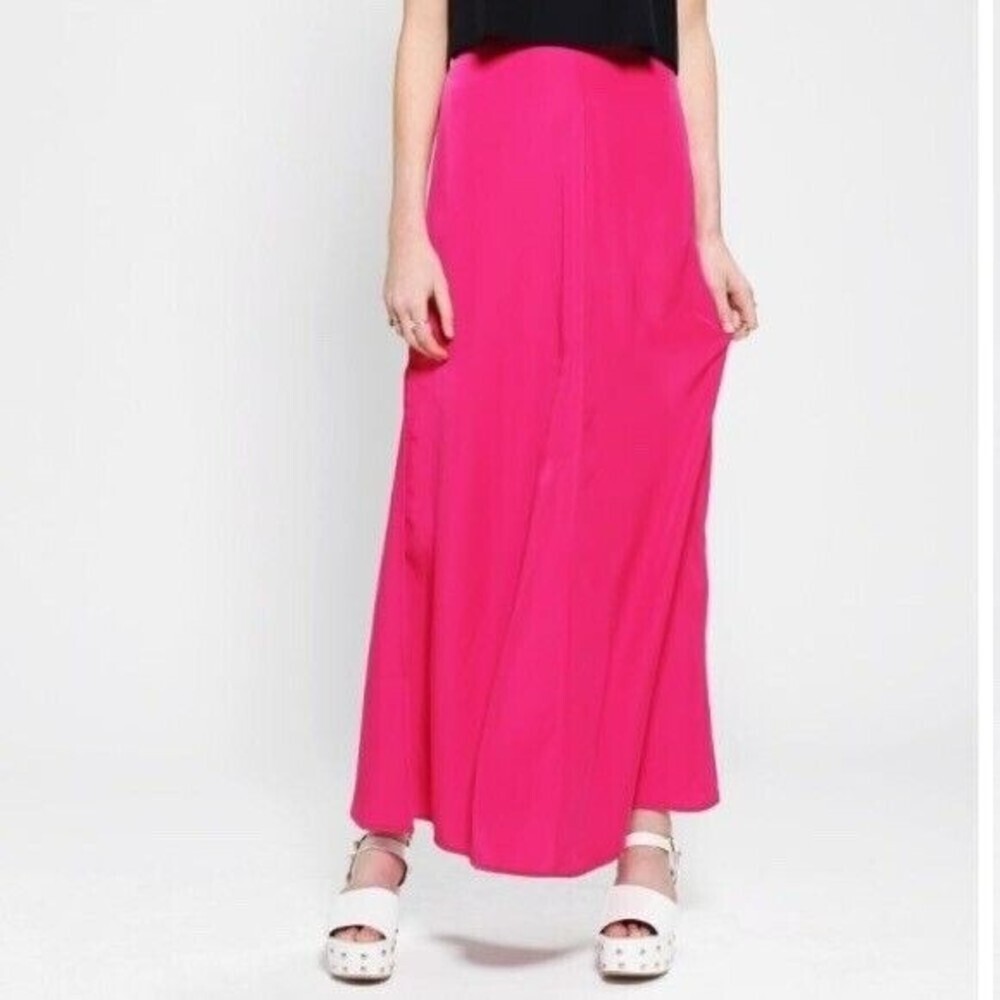Reformation X Urban Renewal size small pink Bowery Maxi Skirt Slit a-line rayon